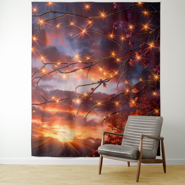Beautiful Evening Wedding Backdrop Tapestry (In Situ)