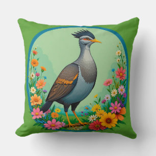 Beautiful Exotic Bird Resting Among Colourful Flow Cushion