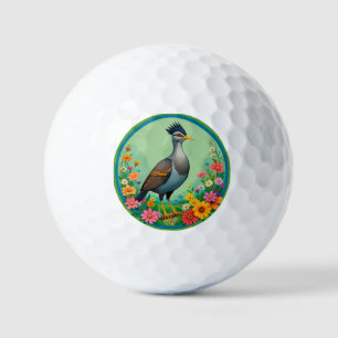 Beautiful Exotic Bird Resting Among Colourful Flow Golf Balls