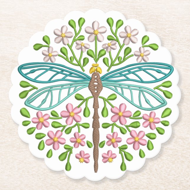 Beautiful Exotic Blue Dragonfly Pastel Colours Paper Coaster (Front)