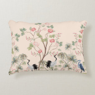 Beautiful exotic chinoiserie wallpaper. Hand drawn Decorative Cushion