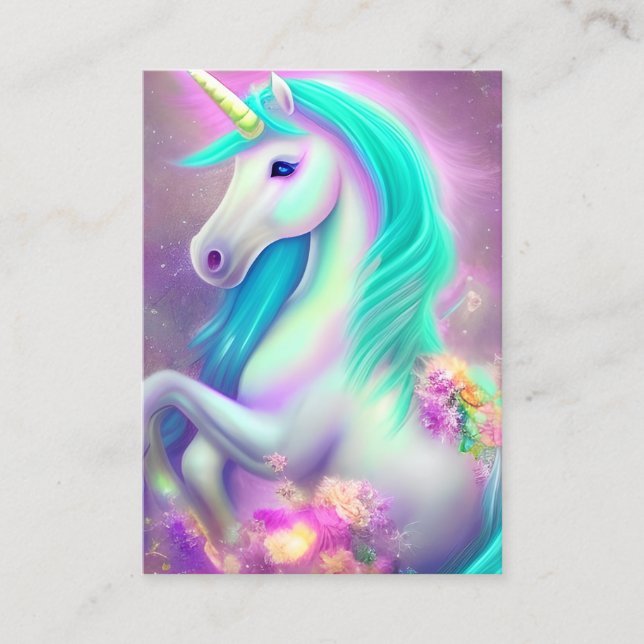 Beautiful Exotic Digital Art Unicorn Lovely Hair Business Card (Front)