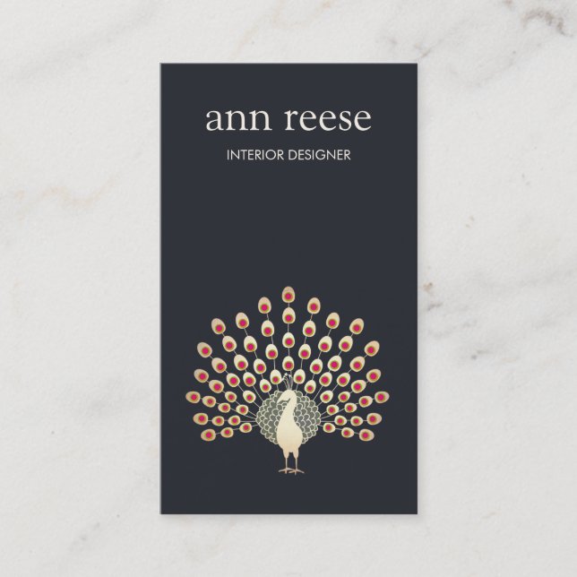  Beautiful Exotic Peacock Feathers Business Card (Front)