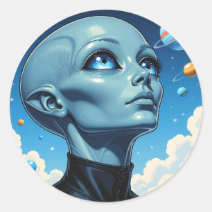 Beautiful Extraterrestrial Alien Being Classic Round Sticker