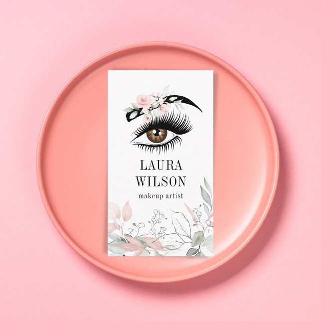Beautiful Eye Blush Pink Watercolor Flowers Business Card (Creator Uploaded)