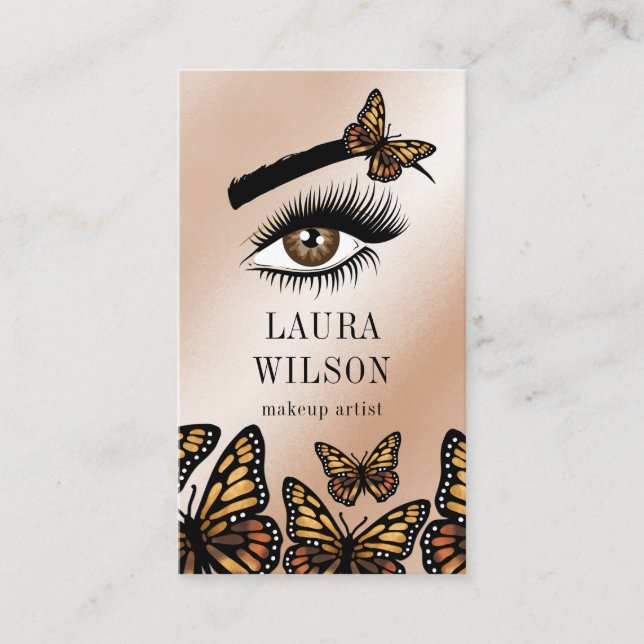 Beautiful Eye Monarch Butterfly lashes makeup Business Card (Front)
