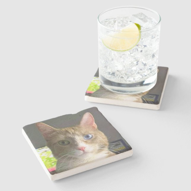 Beautiful Eyes Cat Stone Coaster (Side)