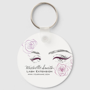 Beautiful eyes Long lashes Roses Lash Extension Key Ring