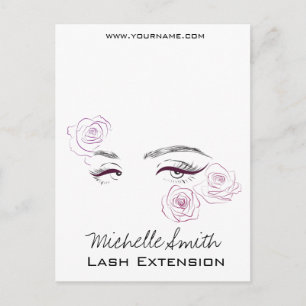 Beautiful eyes Long lashes Roses Lash Extension Postcard