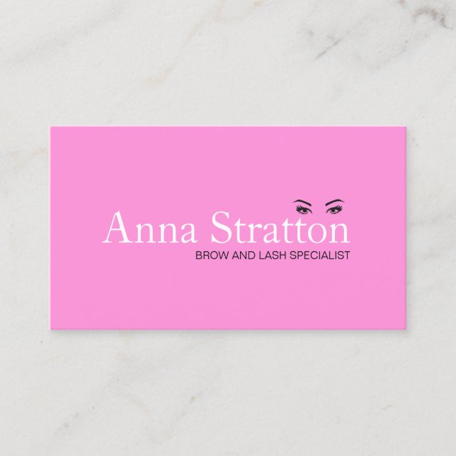 Beautiful Eyes Pink Lash and Brows Business Card (Front)
