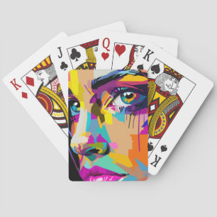Beautiful face and eyes pop art Playing Cards