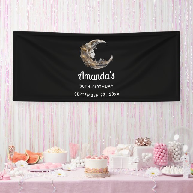 Beautiful Face in the Moon Birthday Banner (Party)