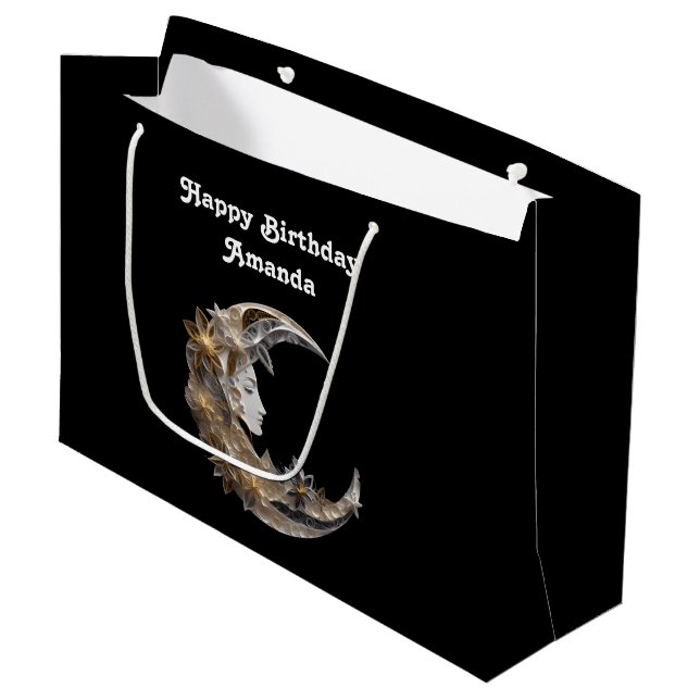  Beautiful Face in the Moon Birthday Large Gift Bag (Front Angled)
