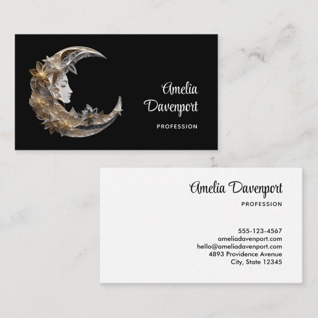 Beautiful Face in the Moon Business Card (Front/Back)