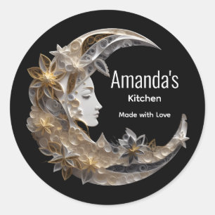 Beautiful Face in the Moon Kitchen Classic Round Sticker