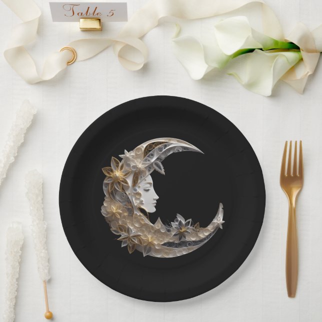 Beautiful Face in the Moon Paper Plate (Wedding)