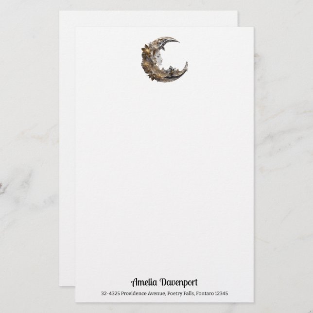 Beautiful Face in the Moon Stationery (Front/Back)