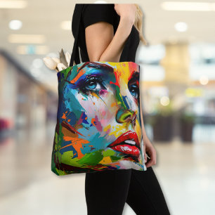 Beautiful Face Painted Artistic Portrait Tote Bag