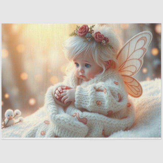 Beautiful Fairy and Baby Fantasy Art Tissue Paper (Front)