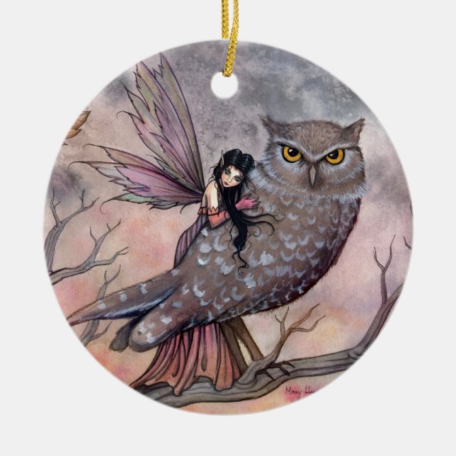 Beautiful Fairy and Owl Ornament (Front)