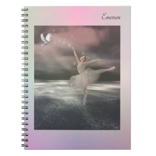 Beautiful Fairy Ballet Dancer Stardust Stars Pink Notebook