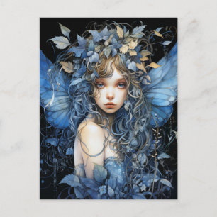 Beautiful Fairy Blue Wings Vines and Leaves Postcard