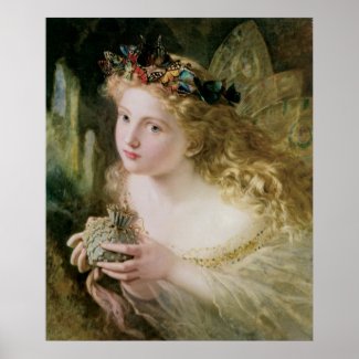 Beautiful Fairy Butterflies, Vintage Victorian Art Poster