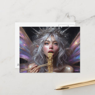 Beautiful Fairy eating some noodles Postcard