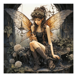 Beautiful Fairy Elegant Wings Wearing Brown Boots  Photo Print