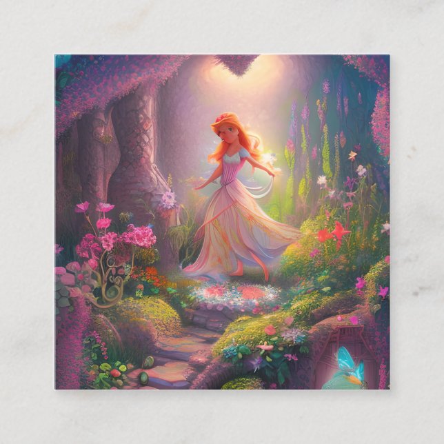 Beautiful Fairy Garden Magic Square Business Card (Front)