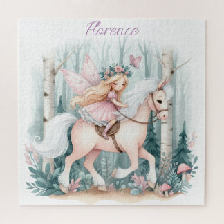 Beautiful fairy girl riding in an enchanted forest jigsaw puzzle