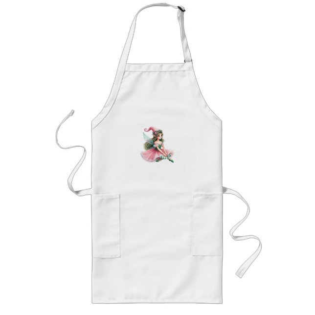 Beautiful Fairy Gnome with Striped Tights Women's  Long Apron (Front)
