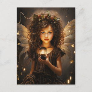 Beautiful Fairy Gossamer Wings Holding A Candle  Postcard