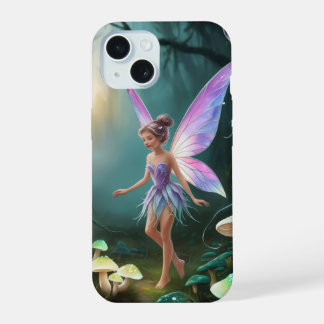 Beautiful Fairy in an Enchanted Mushroom Forest iPhone 15 Case