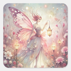 Beautiful Fairy in Garden Square Sticker
