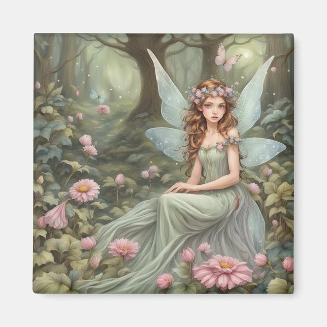 Beautiful fairy in the forest magnet (Front)