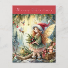 Beautiful Fairy in the Forest Merry Christmas