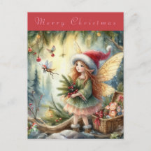 Beautiful Fairy in the Forest Merry Christmas