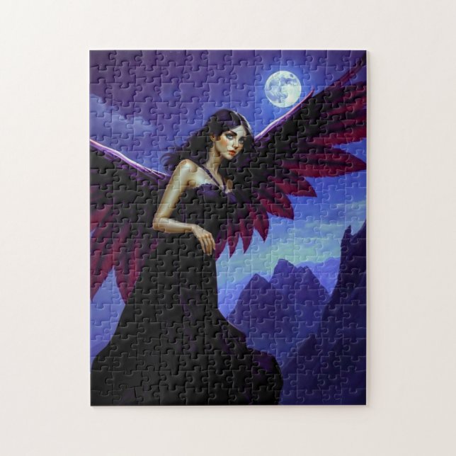 Beautiful Fairy on Mountain with Moon  Jigsaw Puzzle (Vertical)