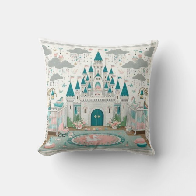 Beautiful Fairy Tale Castle Throw Pillow (Front)