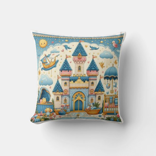 Beautiful Fairy Tale Castle Throw Pillow (Front)