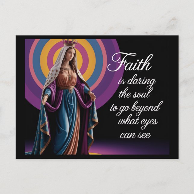Beautiful Faith Quote with Mary Postcard (Front)