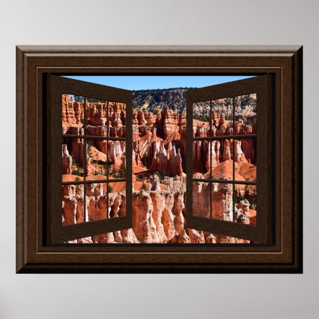 Beautiful Fake Window View Hoodoos Bryce Canyon Poster (Front)