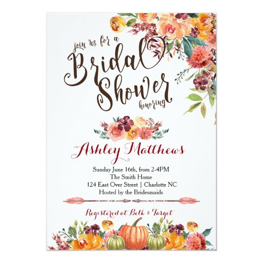 Beautiful FalFloral Bridal Shower Invitation, Baby Card