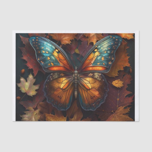 Beautiful Fall Autumn Butterfly Decoupage Paper  (Front)