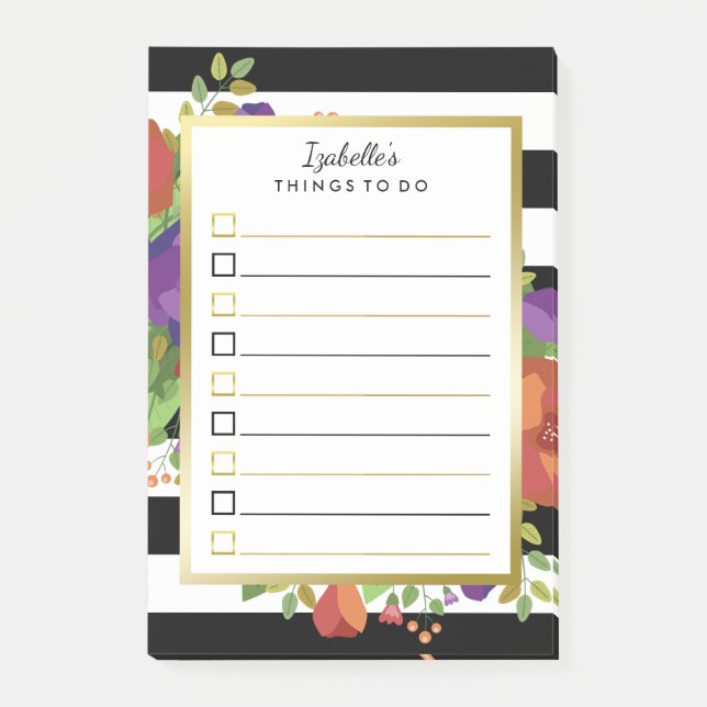 Beautiful Fall Bouquet Custom Name To Do List Post-it Notes (Front)
