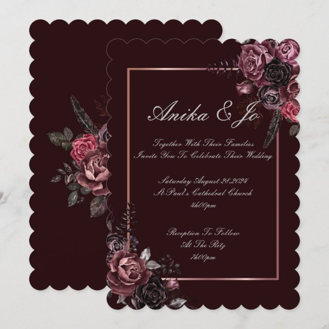 BEAUTIFUL FALL COLORS FLORAL WEDDING INVITATION (Front/Back)