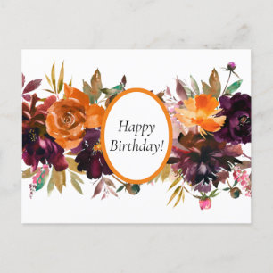 Beautiful Fall Colour Floral Birthday Postcard