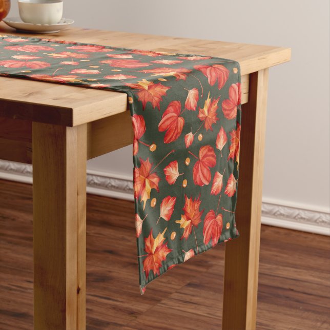 Beautiful Fall Colours Leaves Medium Table Runner (In Situ)