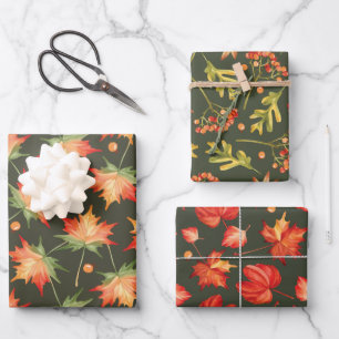 Beautiful Fall Colours Leaves  Wrapping Paper Sheet
